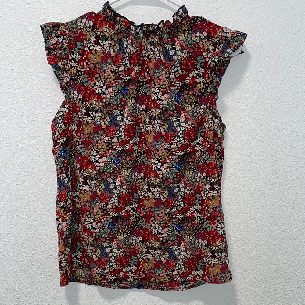 SHEIN Multicolored Ruffled Cap Sleeve Blouse